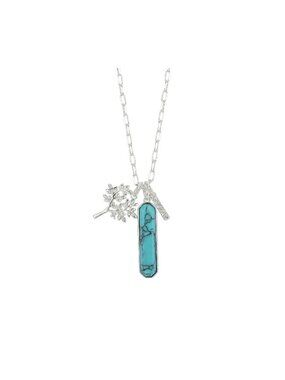 NEW Women's Tree of Life Pendant Necklace – Silver Plated, Turquoise Stone, 18"